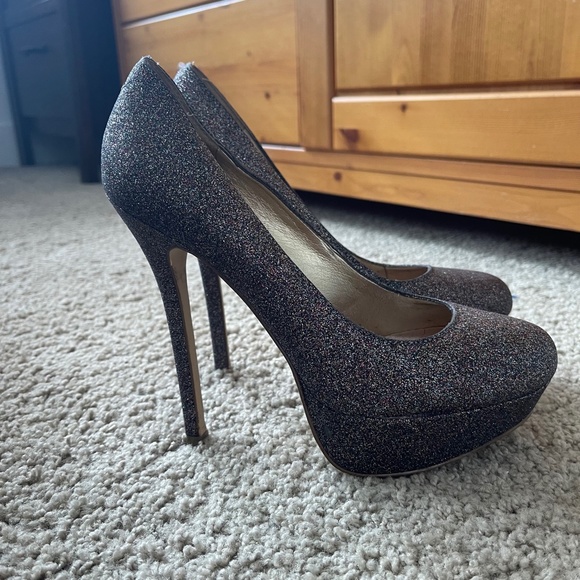 Betsey Johnson Glitter Heels - Black and Silver - Picture 4 of 6